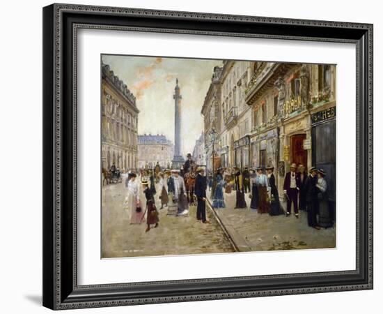 Sortie des ouvrières de la maison Paquin, rue de la Paix, vers 1902-Jean Béraud-Framed Giclee Print