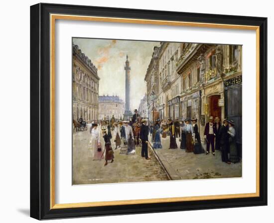 Sortie des ouvrières de la maison Paquin, rue de la Paix, vers 1902-Jean Béraud-Framed Giclee Print