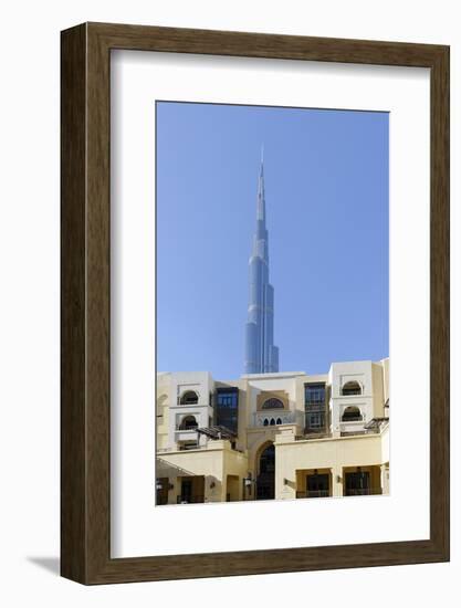 Souk Al Bahar and Burj Khalifa, Downtown Dubai, Dubai, United Arab Emirates-Axel Schmies-Framed Photographic Print