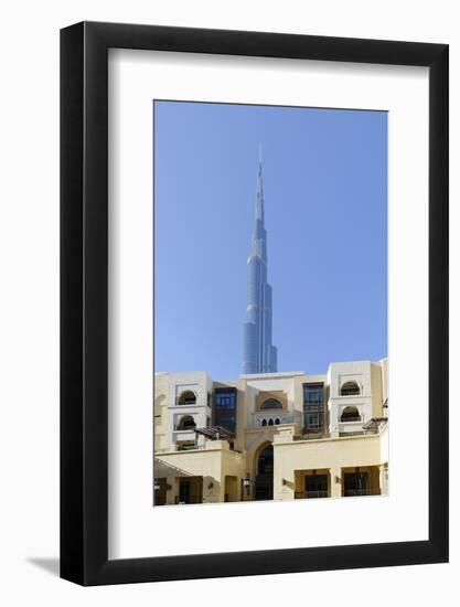 Souk Al Bahar and Burj Khalifa, Downtown Dubai, Dubai, United Arab Emirates-Axel Schmies-Framed Photographic Print