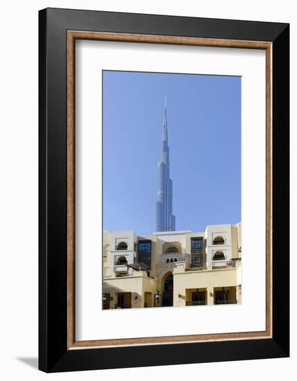 Souk Al Bahar and Burj Khalifa, Downtown Dubai, Dubai, United Arab Emirates-Axel Schmies-Framed Photographic Print