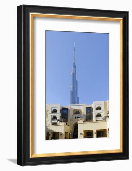 Souk Al Bahar and Burj Khalifa, Downtown Dubai, Dubai, United Arab Emirates-Axel Schmies-Framed Photographic Print