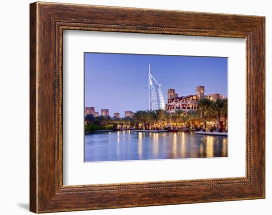 Souk Madinat Jumeirah with Burj Al Arab Hotel on Jumeirah Beach in Dubai-null-Framed Premium Giclee Print