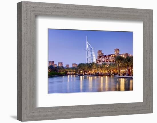 Souk Madinat Jumeirah with Burj Al Arab Hotel on Jumeirah Beach in Dubai-null-Framed Premium Giclee Print