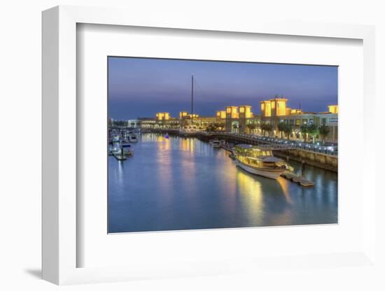 Souk Shark Mall and Kuwait Harbour, Illuminated at Dusk, Kuwait City, Kuwait, Middle East-Gavin-Framed Photographic Print
