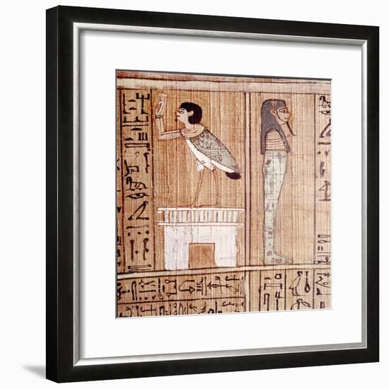 Soul-bird & Mummy, Book of the Dead, Egyptian Papyrus of Ani, Thebes, c1250BC-Unknown-Framed Giclee Print