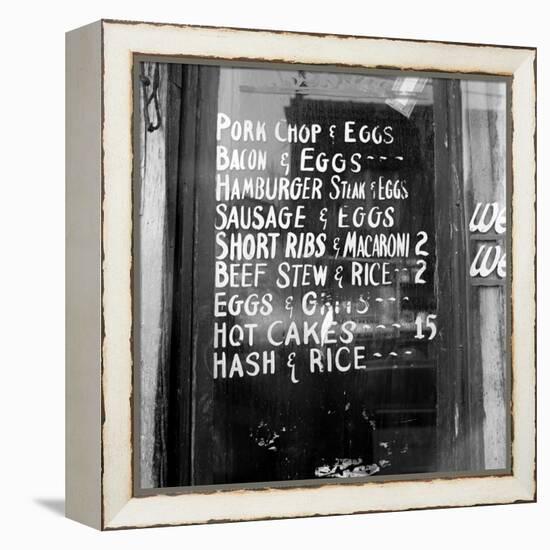 Soul Food; Menu in the Window of a Restaurant, Detroit, Michigan, 1940-null-Framed Stretched Canvas