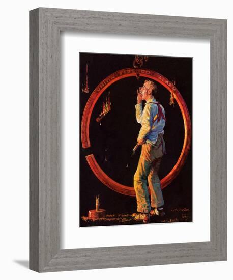 "Sounding the Fire Alarm,"May 22, 1937-Monte Crews-Framed Giclee Print