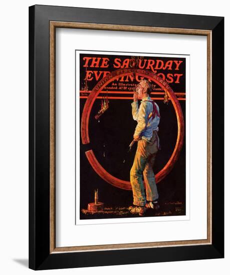 "Sounding the Fire Alarm," Saturday Evening Post Cover, May 22, 1937-Monte Crews-Framed Giclee Print