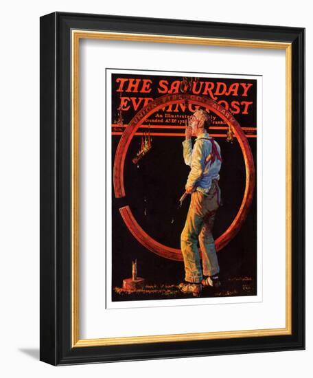 "Sounding the Fire Alarm," Saturday Evening Post Cover, May 22, 1937-Monte Crews-Framed Giclee Print