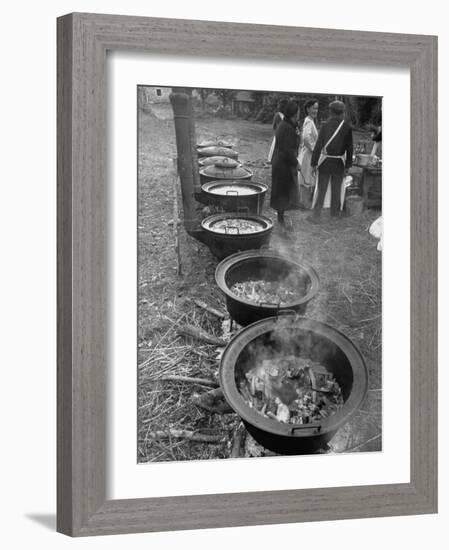 Soup, Beef Stew, Veal Stew and More Prepared for a Wedding Feast-null-Framed Photographic Print
