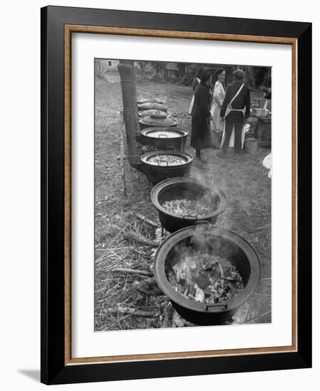 Soup, Beef Stew, Veal Stew and More Prepared for a Wedding Feast-null-Framed Photographic Print