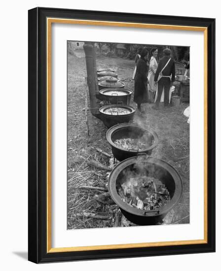 Soup, Beef Stew, Veal Stew and More Prepared for a Wedding Feast-null-Framed Photographic Print