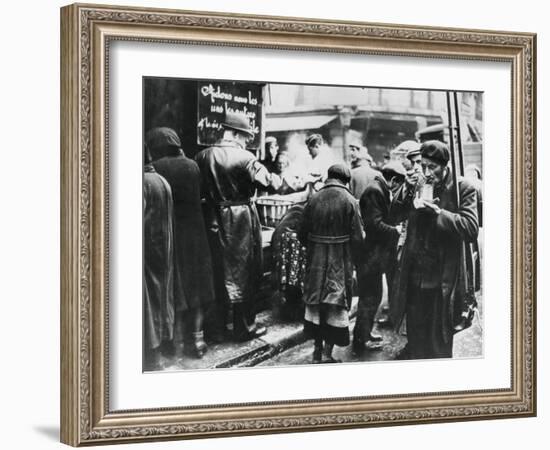 Soup Kitchen for the Needy, Les Halles, German-Occupied Paris, February 1941-null-Framed Giclee Print