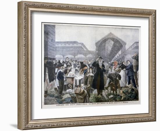 Soup Stand at Les Halles Market in the Morning, 1897-JJ Rousseau-Framed Giclee Print