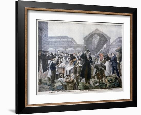 Soup Stand at Les Halles Market in the Morning, 1897-JJ Rousseau-Framed Giclee Print