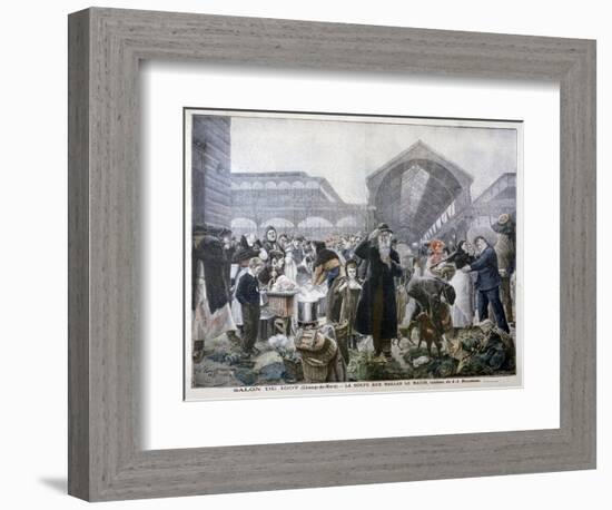 Soup Stand at Les Halles Market in the Morning, 1897-JJ Rousseau-Framed Premium Giclee Print