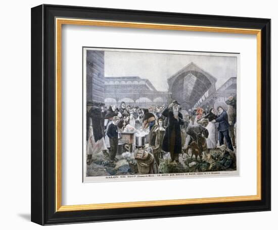 Soup Stand at Les Halles Market in the Morning, 1897-JJ Rousseau-Framed Premium Giclee Print