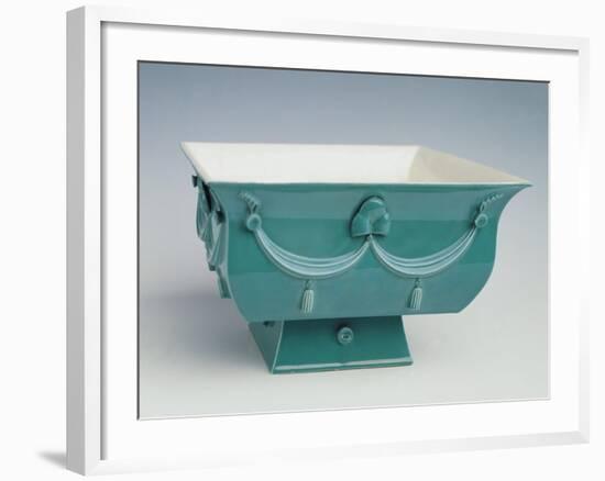 Soup Tureen with Turquoise Exterior Decorated in Relief-Dagobert Peche-Framed Giclee Print