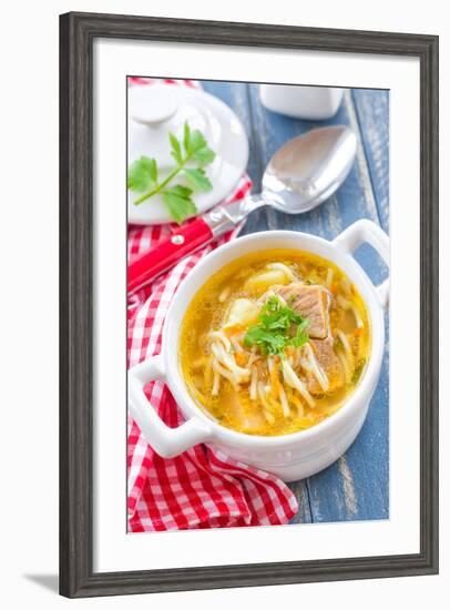 Soup with Pasta-Sea Wave-Framed Photographic Print