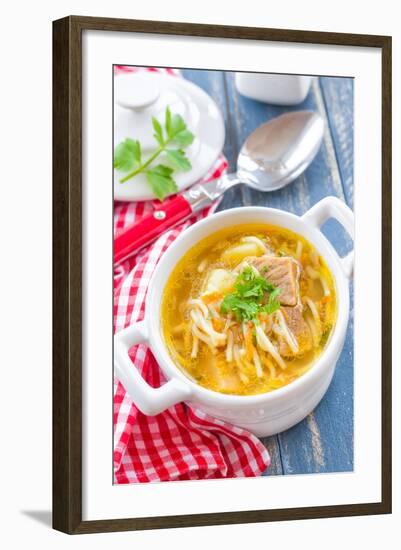 Soup with Pasta-Sea Wave-Framed Photographic Print