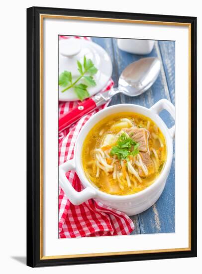 Soup with Pasta-Sea Wave-Framed Photographic Print