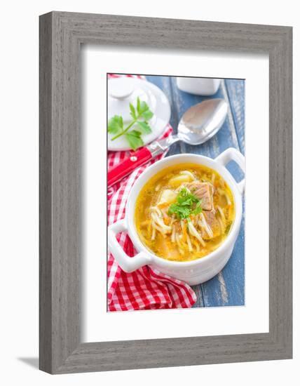 Soup with Pasta-Sea Wave-Framed Photographic Print