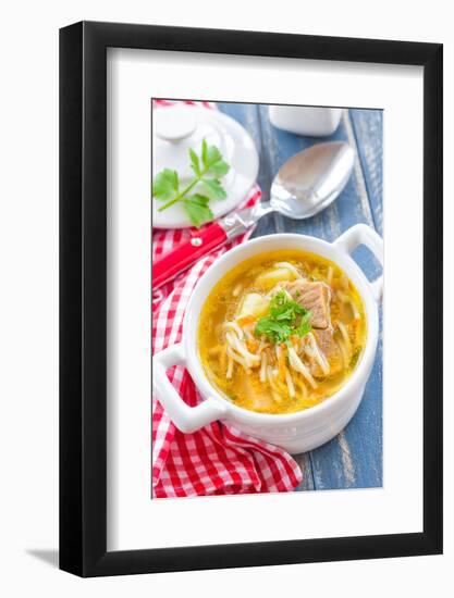 Soup with Pasta-Sea Wave-Framed Photographic Print