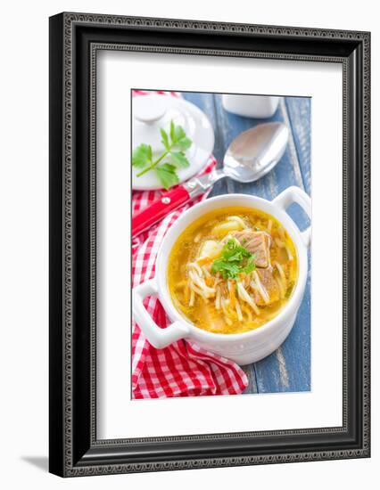 Soup with Pasta-Sea Wave-Framed Photographic Print