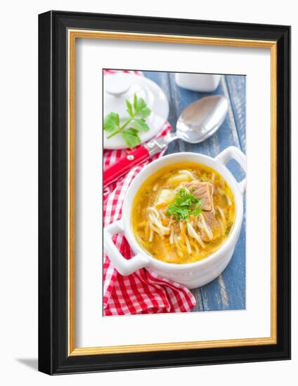 Soup with Pasta-Sea Wave-Framed Photographic Print