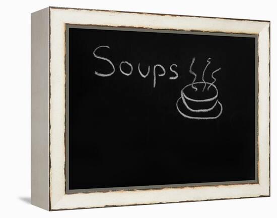 Soups Menu on the Chalkboard-vesnacvorovic-Framed Stretched Canvas