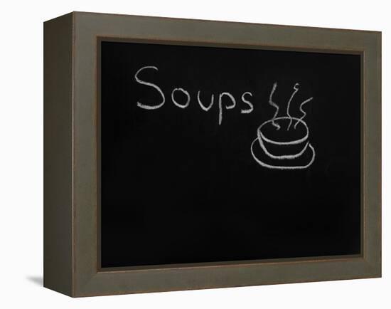 Soups Menu on the Chalkboard-vesnacvorovic-Framed Stretched Canvas
