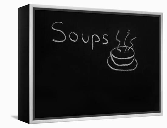 Soups Menu on the Chalkboard-vesnacvorovic-Framed Stretched Canvas