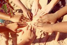Multicultural Childrens Hands in a Circle. Instagram Effect-soupstock-Photographic Print