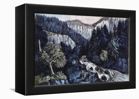 Source of the Hudson, the Indian Pass through the Adirondacks-Currier & Ives-Framed Premier Image Canvas