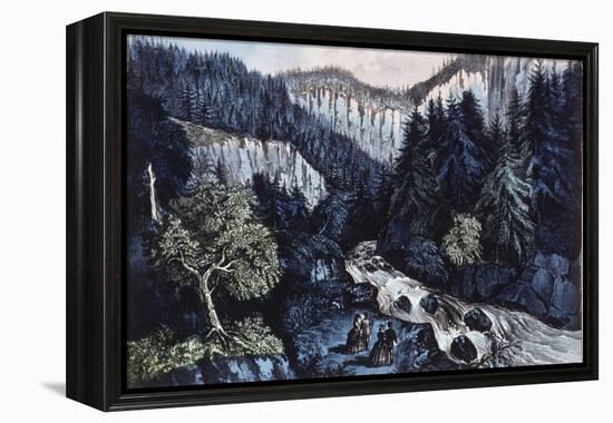 Source of the Hudson, the Indian Pass through the Adirondacks-Currier & Ives-Framed Premier Image Canvas