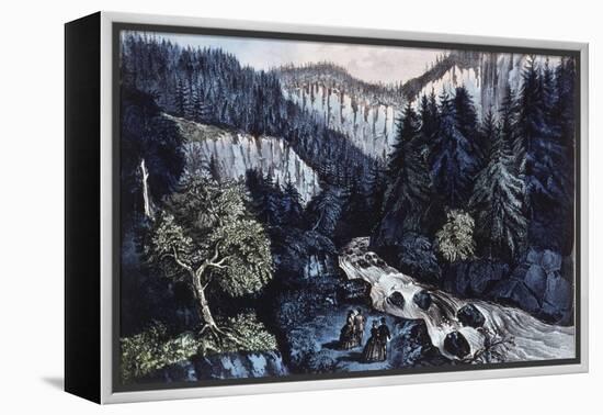 Source of the Hudson, the Indian Pass through the Adirondacks-Currier & Ives-Framed Premier Image Canvas