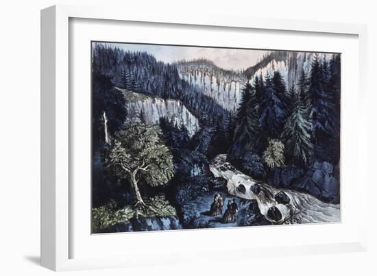 Source of the Hudson, the Indian Pass through the Adirondacks-Currier & Ives-Framed Giclee Print