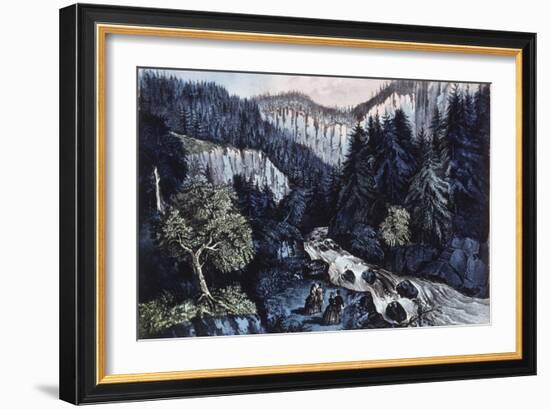 Source of the Hudson, the Indian Pass through the Adirondacks-Currier & Ives-Framed Giclee Print