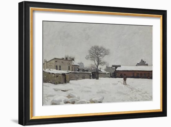 Sous la neige : cour de ferme à Marly-le-Roi (Yvelines)-Alfred Sisley-Framed Giclee Print