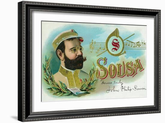 Sousa Brand Cigar Box Label, John Philip Sousa, American Composer and Conductor-Lantern Press-Framed Art Print