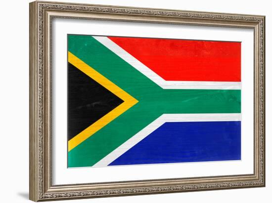 South Africa Flag Design with Wood Patterning - Flags of the World Series-Philippe Hugonnard-Framed Premium Giclee Print