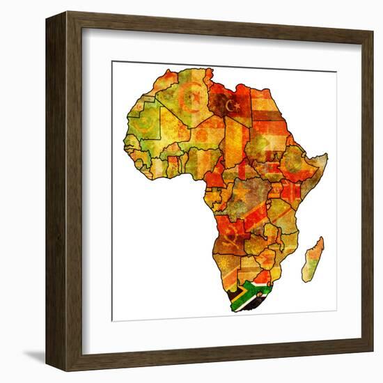 South Africa on Actual Map of Africa-michal812-Framed Art Print