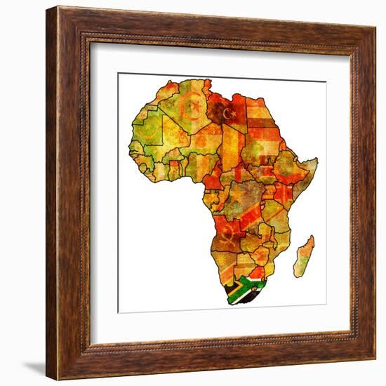 South Africa on Actual Map of Africa-michal812-Framed Art Print