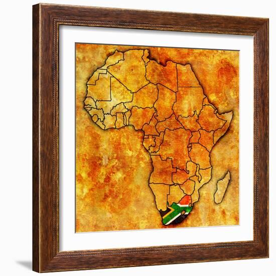 South Africa on Actual Map of Africa-michal812-Framed Art Print