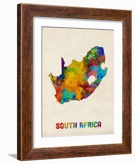 South Africa Watercolor Map-Michael Tompsett-Framed Art Print