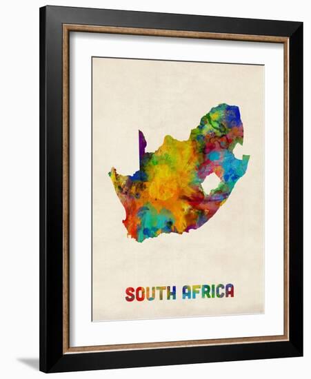 South Africa Watercolor Map-Michael Tompsett-Framed Art Print