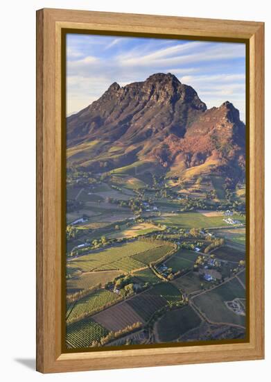 South Africa, Western Cape, Stellenbosch, Aerial view of Simonsberg Mountain range and Stellenbosch-Michele Falzone-Framed Premier Image Canvas