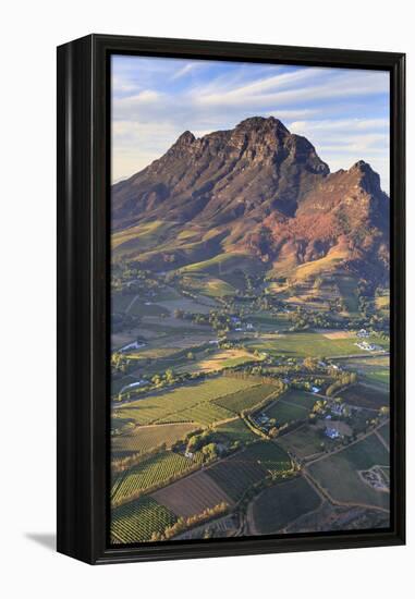 South Africa, Western Cape, Stellenbosch, Aerial view of Simonsberg Mountain range and Stellenbosch-Michele Falzone-Framed Premier Image Canvas