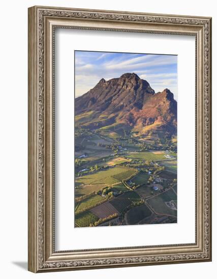 South Africa, Western Cape, Stellenbosch, Aerial view of Simonsberg Mountain range and Stellenbosch-Michele Falzone-Framed Photographic Print